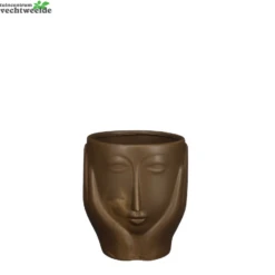 Pot Gezicht L14.5b14.5h16cm D.brn